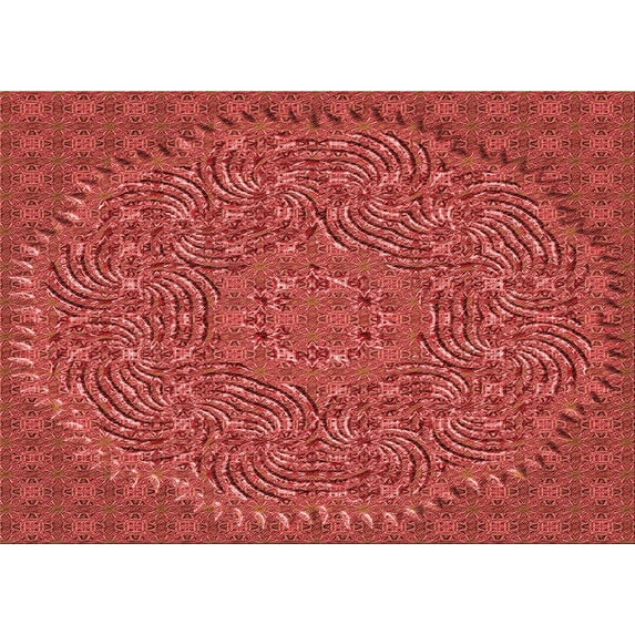 Ahgly Company Machine Washable Indoor Rectangle Transitional Orange Area Rugs, 7' x 10'
