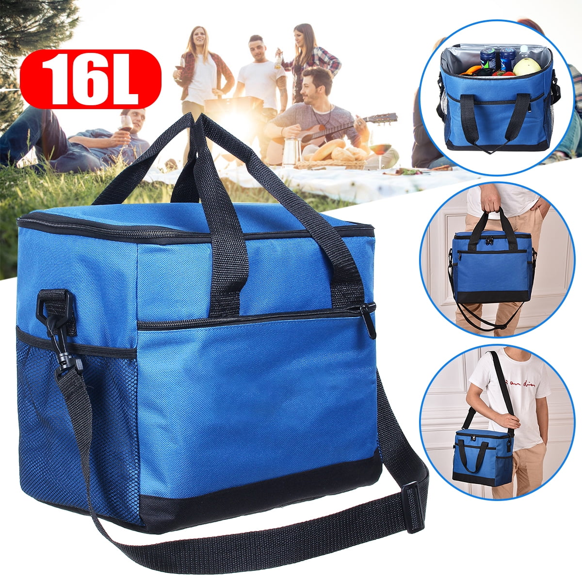 16L Insulated Waterproof Thermal Shoulder Picnic Cooler Lunch Bag