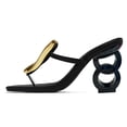 thumbnail image 2 of FSJ Women Open Toe Thong High Heel Sandals Gold Chain Heel Flip Flops Slip-On Summer Mules, 2 of 4