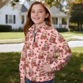 thumbnail image 4 of FUIALDOLG Cute Sloth Hoodies Girls Quarter Zip Sweatshirt Graphic Pullover Hoodie for 5-16Y,Casual Long Sleeve Crewneck Sweatshirts Fall Winter Clothing，5-6Years, 4 of 8