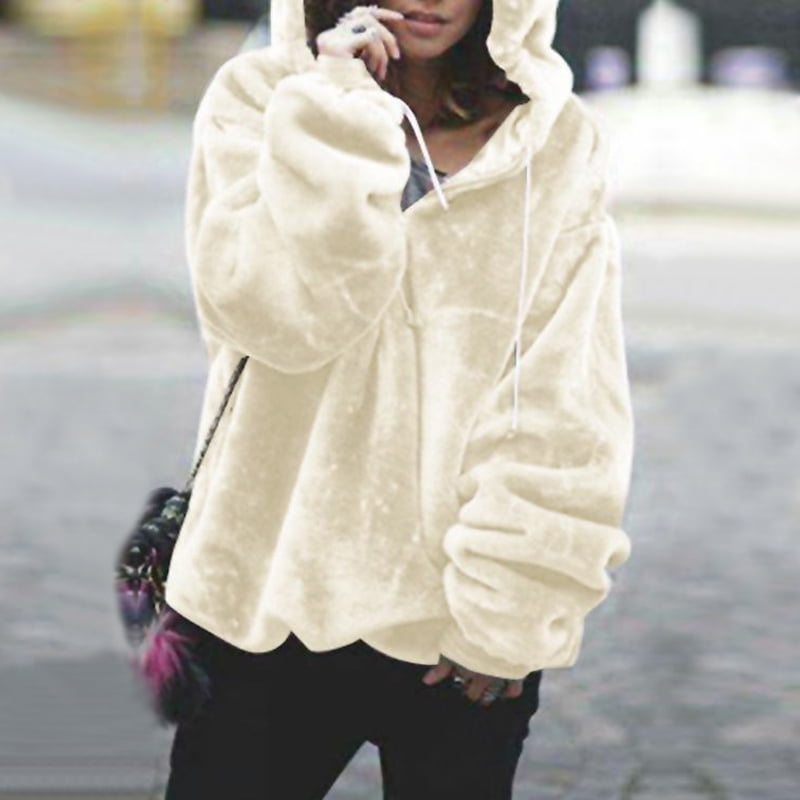 Women Faux Fur Jacket Fluffy Solid 