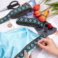 thumbnail image 3 of 2pcs 2 Rolls 7.6 Yards 1.2inch Fabric Embroidered Trim Vintage Jacquard Ribbon Rhombus Sewing Woven Trim Emobridered Woven Ribbon Fabric Embroidered Trim décor for Sewing Crafts Making Blue, 3 of 6