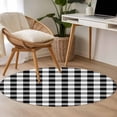 thumbnail image 4 of Black and White Plaid Round Area Rug 3.3 FT, Non Slip Small Entryway Kitchen Mat, Farmhouse Checkered Buffalo Washable Soft Circular Rug Non-Shedding Door Mat for Bathroom Playroom Kids Room, 4 of 9