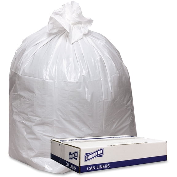 Genuine Joe, GJO4347W, Extra Heavy-duty White Trash Can Liners, 100 / Carton, White