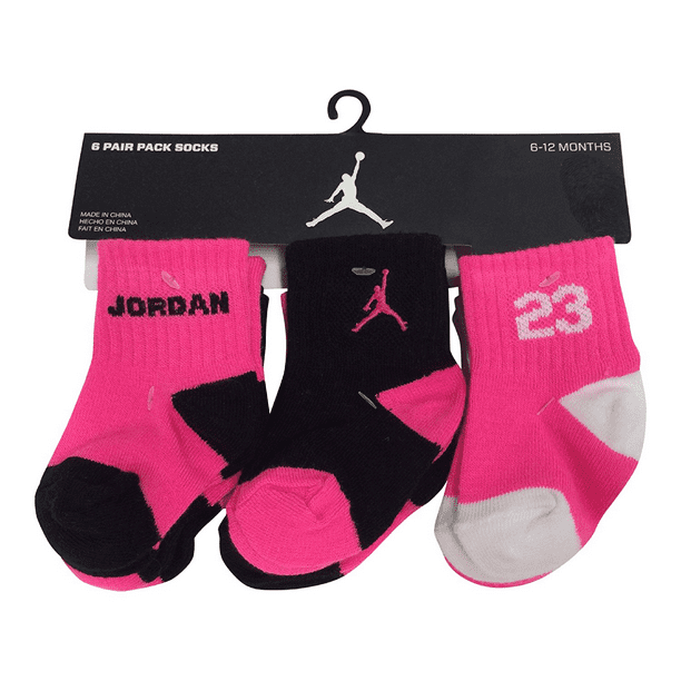 Nike Nike Jordan 23 Baby Girl's Quarter Crew Socks 6 Pair, 3C7C shoe size/ 34.5 sock size