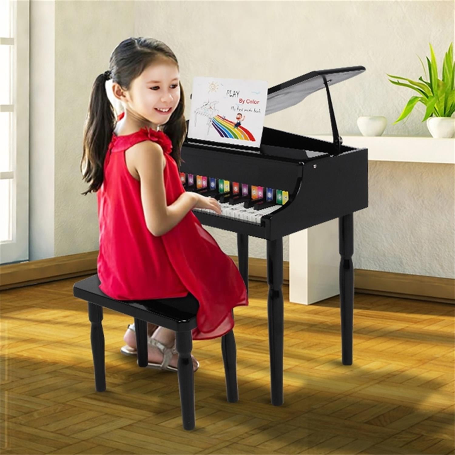 CIPACHO 30-key Children's Wooden Piano, Mini Kid Piano Toy with Music Stand, Bench, Song Book, Note Stickers CIPACHO 30-key Children's Wooden Piano, Mini Kid Piano Toy with Music Stand, Bench, Song Book, Note Stickers