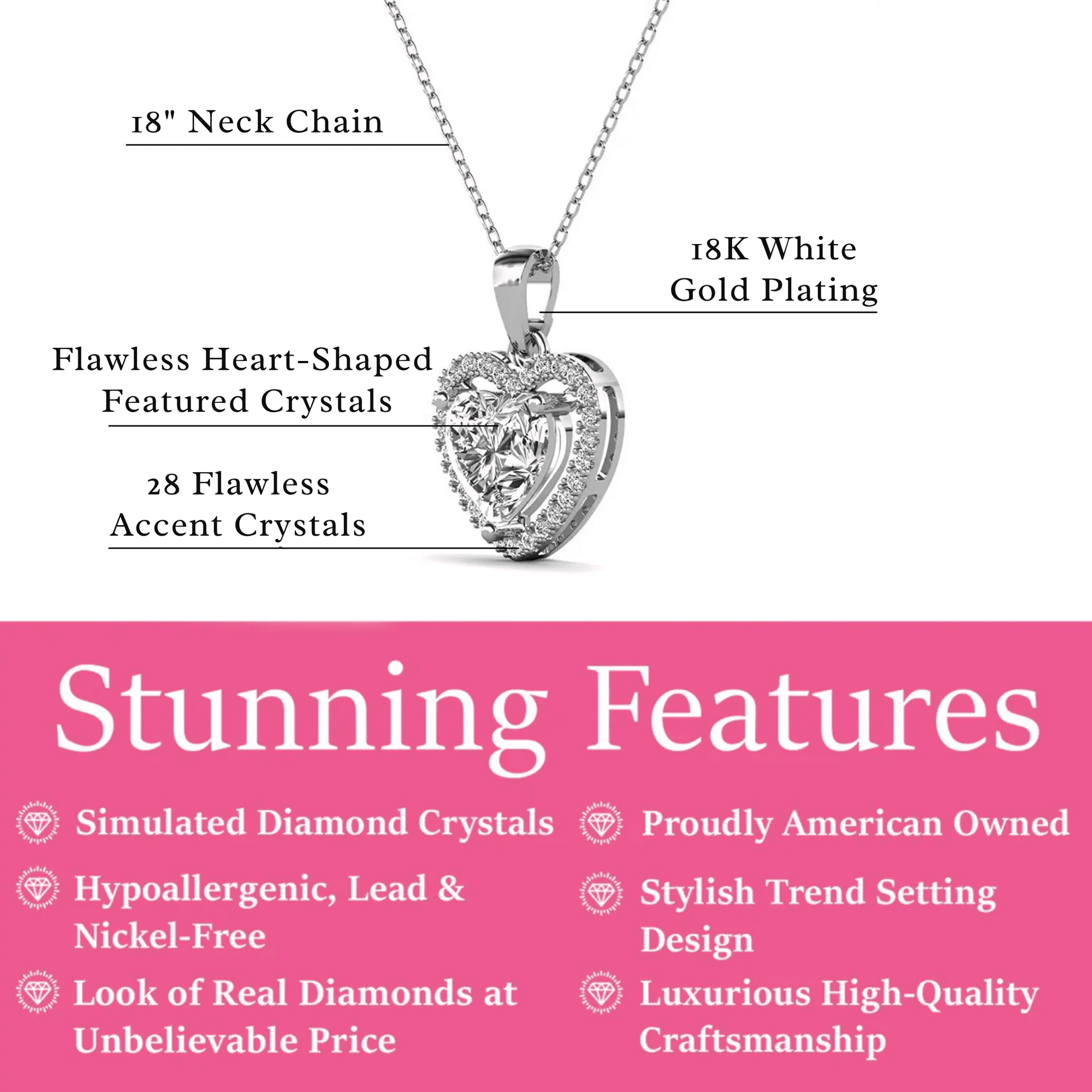 Cate & Chloe Amora 18K White Gold Heart Necklace photo 3