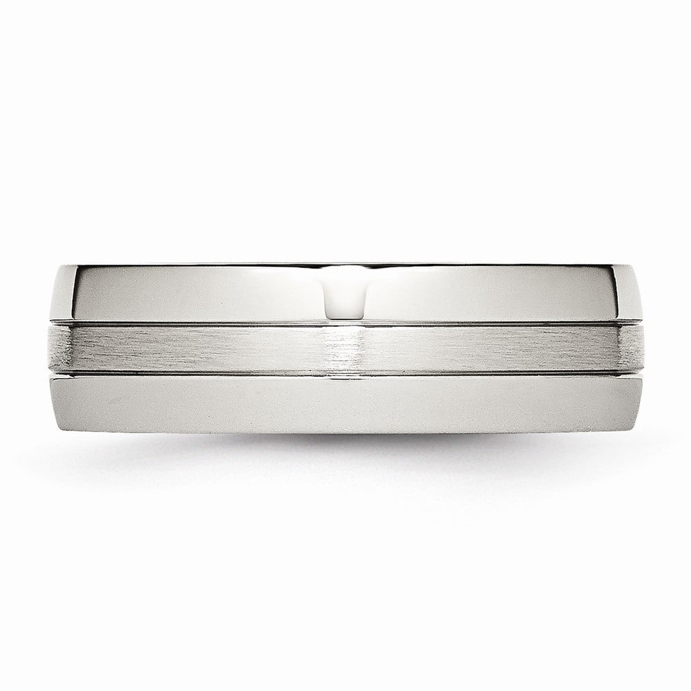 Stainless Steel Brushed and Polished Grooved 6.50mm Band