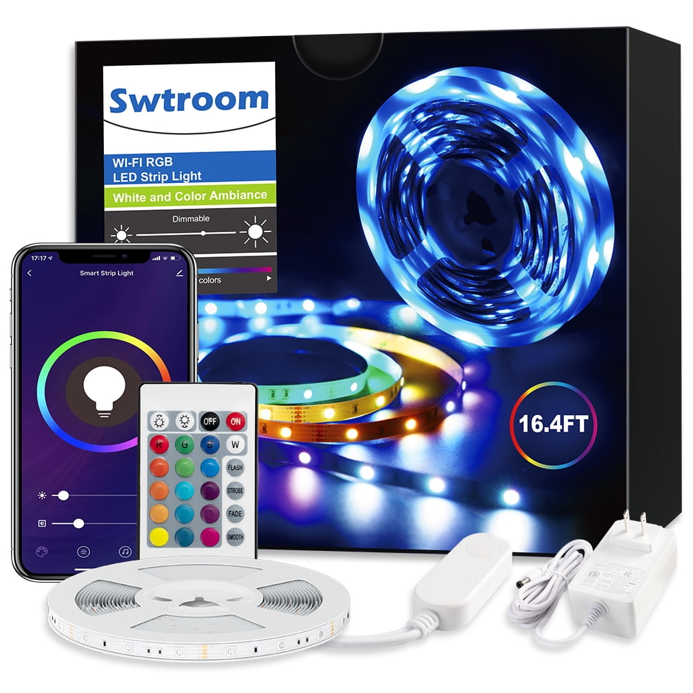 Smart 5m-50ft WIFI LED Strip work with Alexa 5050 RGB Music Sync Room Lights 12V 