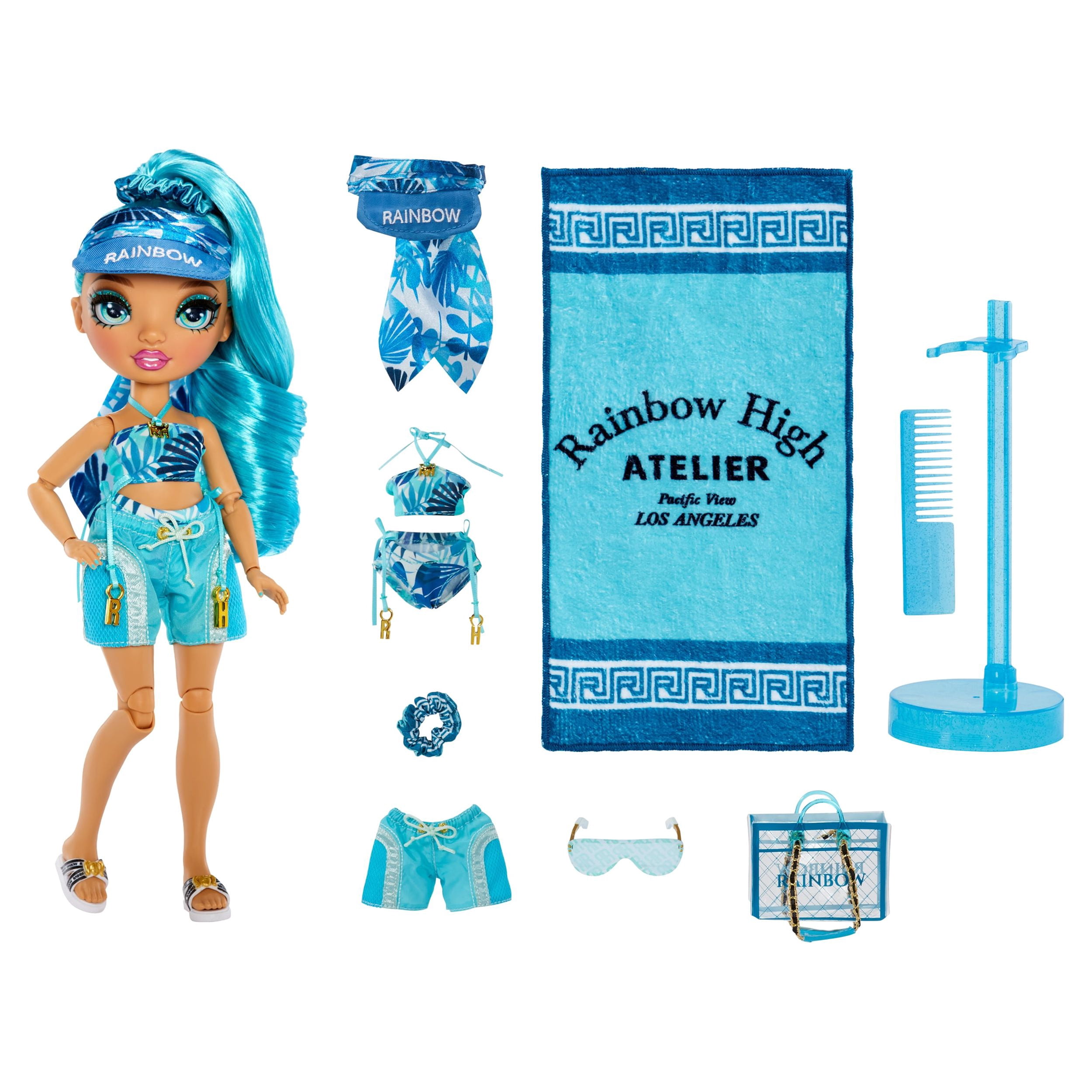 Rainbow High Pacific Coast Blue Hali Capri Doll Playset, 12 Pieces