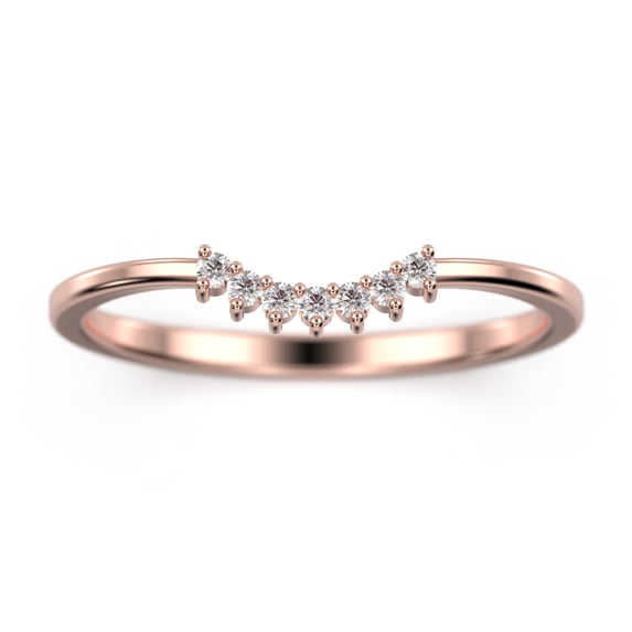 0.10ct Crescent Diamond Moissanite 10K Rose GoldWedding Band
