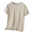 thumbnail image 2 of Fnnxeal Mens T-Shirts, Summer Relaxed Fit Solid Casual Short Sleeves Tees Big and Tall Shirt Beige Shirt for Men Size L, 2 of 8