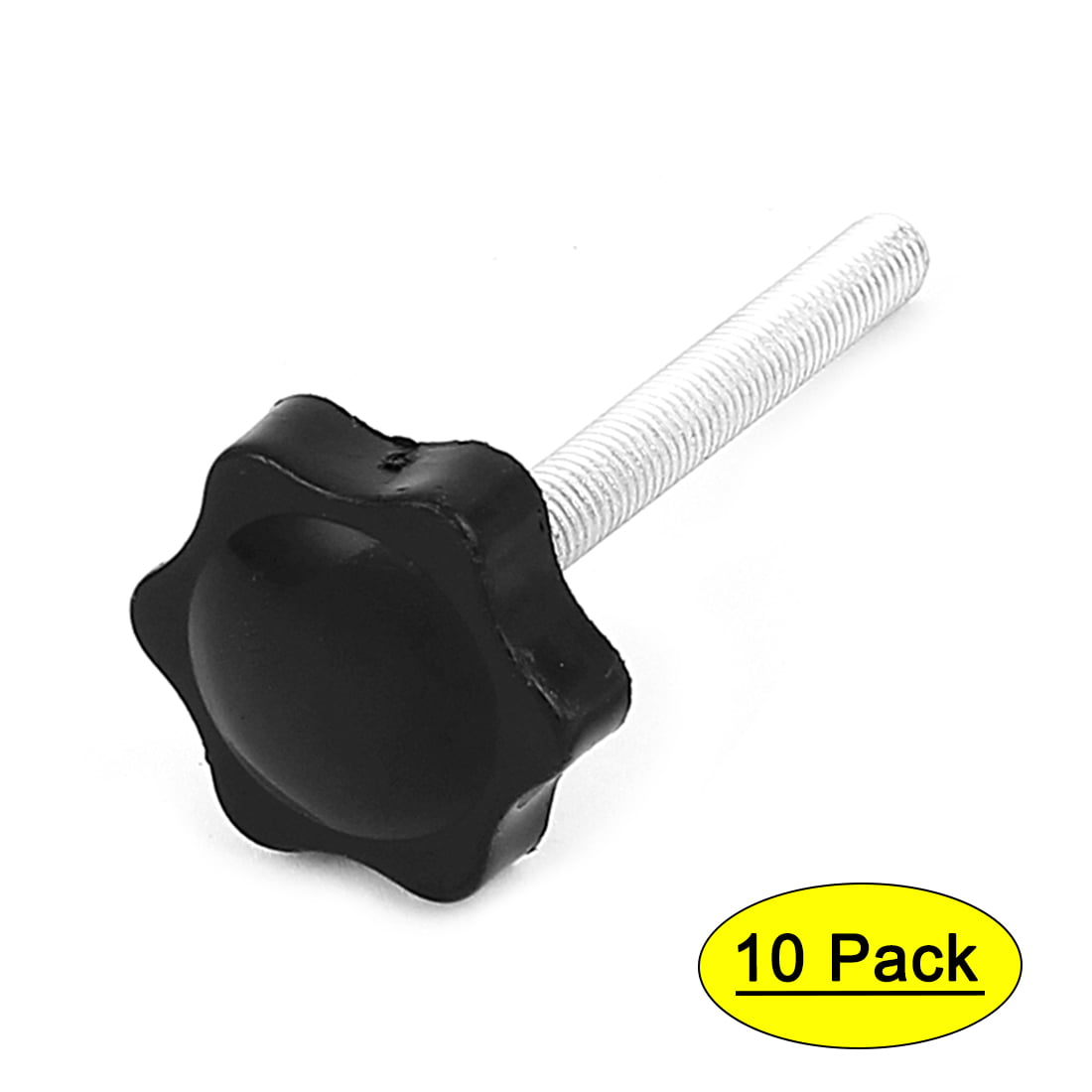 10pcs M8 x 70mm Male Threaded Black Plastic Knurled Clamping Knob Grip Handle 