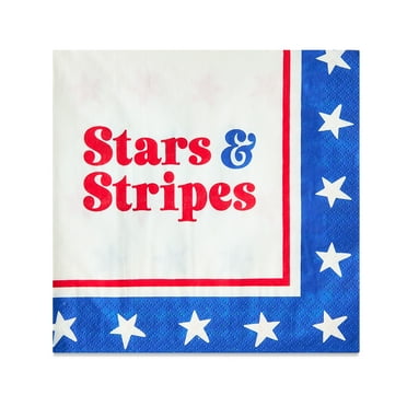 Patriotic Flag Stars and Stripes Disposable Paper Napkins, 6.5", Red/Blue, 16 Count, by Way To Celebrate