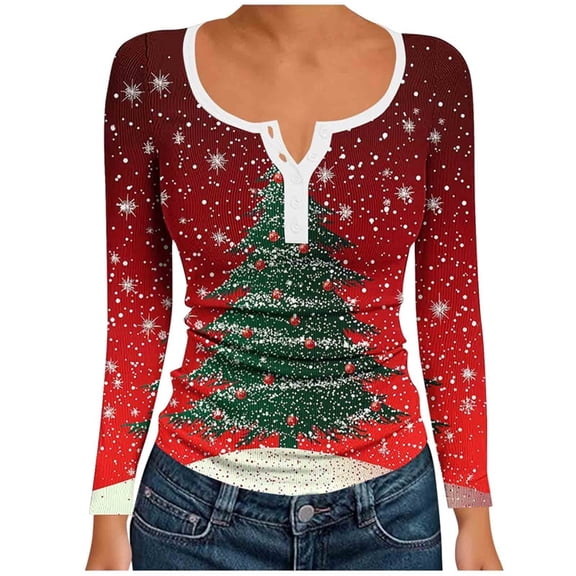Fall Saving Talove Long Sleeve Shirts for Women Graphic Printed Sweatshirt Women Fall Clothes Loose Fit Basic Tops Womens Tops Plus Size Dressy Christmas Shirts