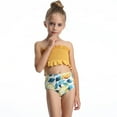 thumbnail image 5 of GYRATEDREAM Girls Two Piece Swimsuits Bikini Set Bathing Suit Kids Ruffle Floral Swimwear Set for 5-14Y Yellow-2, 5 of 9