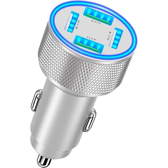 Quyaojz USB Car Charger, 60W Dual USB-A   QC3.0 Power Cigarette Lighter Adapter 4-Port Car Charger Fast Charging for iPhone 17 17 16 /Galaxy S26 S25 S24 S23/Pixel 9 8/iPad