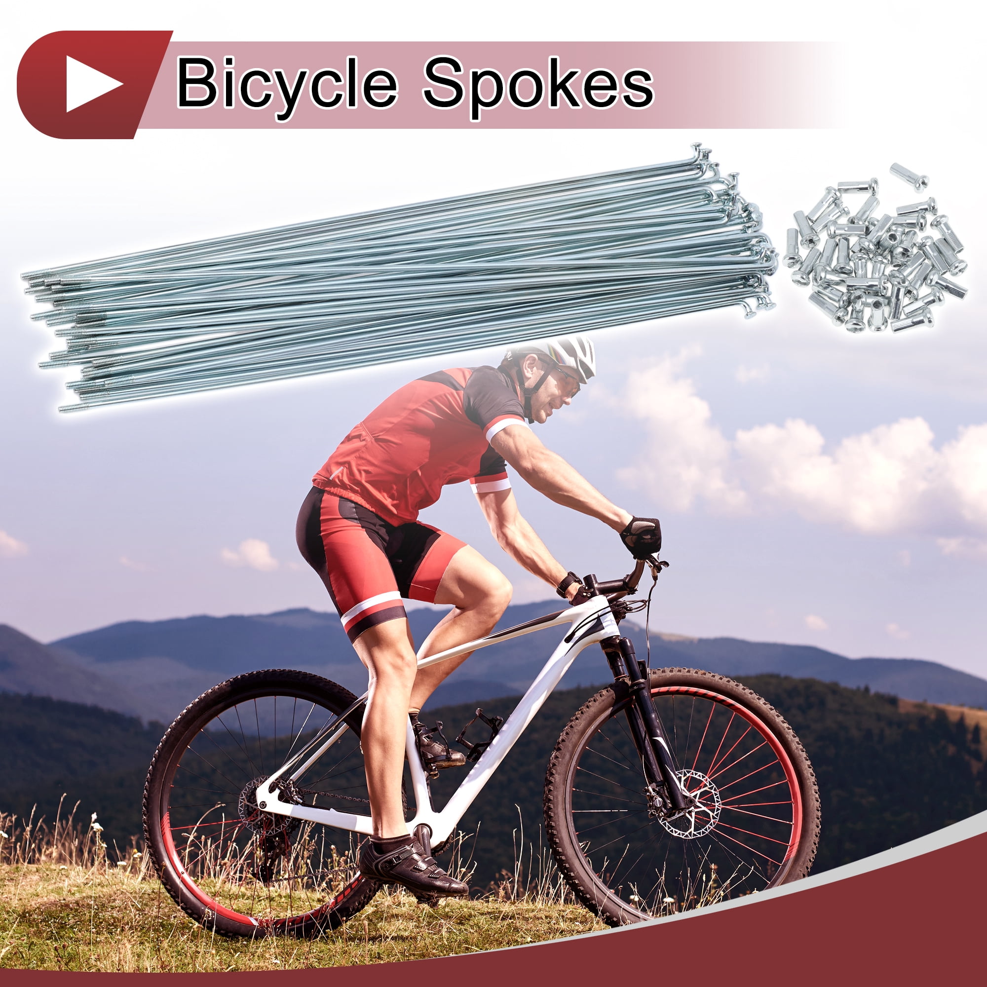 Unique Bargains 36Pcs 13G Bike Wheel Spokes Galvanized Carbon Steel Silver Tone 9.25"
