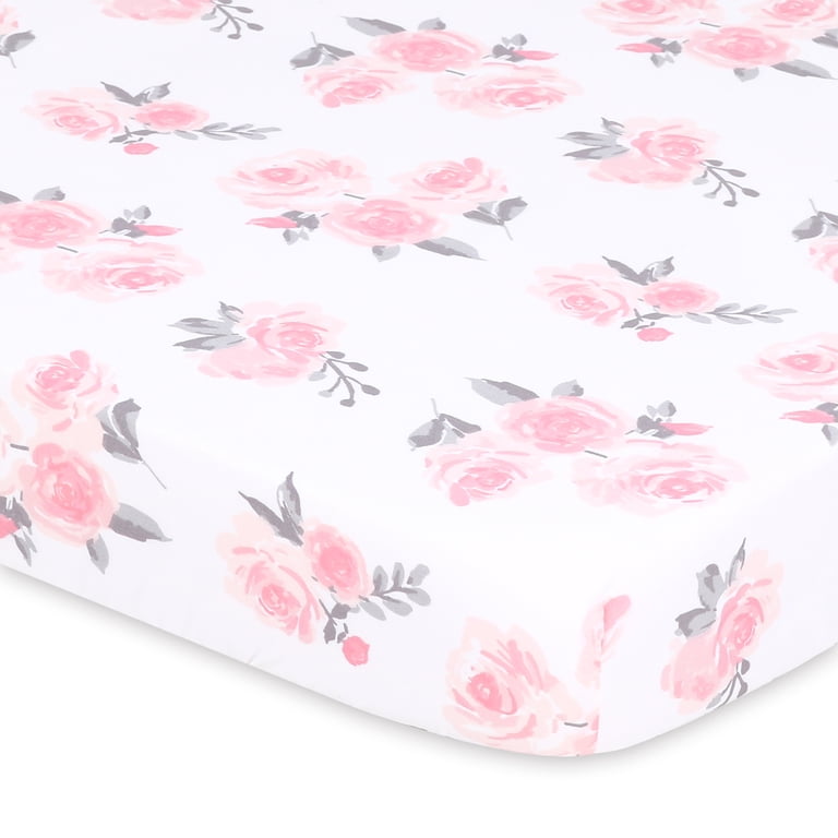 The Peanutshell Mini Crib Sheets, Pink Roses 3 Pack photo 3