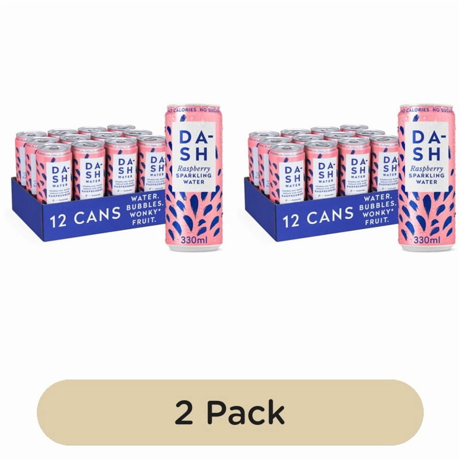 DASH Raspberry Infused Sparkling Water 12 x 330ml, British Import (Pack of 2)