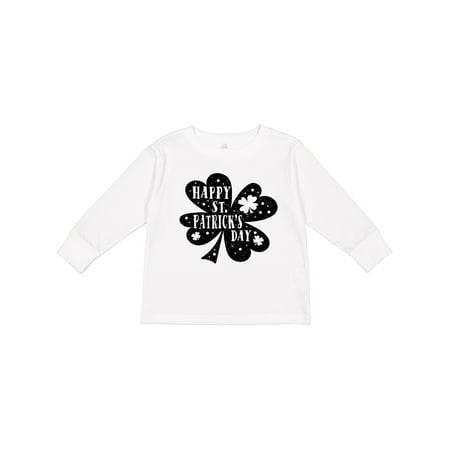 

Inktastic Happy St. Patrick s Day Shamrock Silhouette in Black Boys or Girls Long Sleeve Toddler T-Shirt