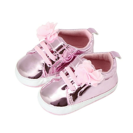 

Infant Baby Girl Crib Shoes Shiny Metallic High Top Sneakers