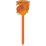Amscan Welcome Fall Thanksgiving Party Pumpkin Yard Sign Decoration, Multicolor, 21 12" x 6"