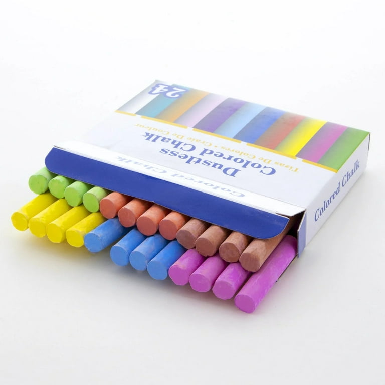 BAZIC Assorted Color Chalk, Standard Size Blackboard Chalks (24/Pack),  24-Packs