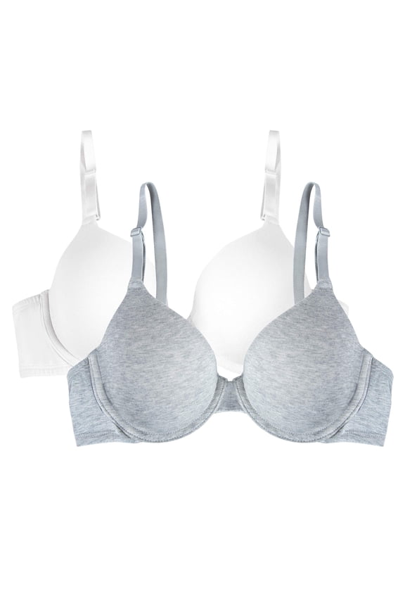 Women's Cotton T-Shirt Bra, 2-Pack, FT797PK, Sizes 34A-42DD
