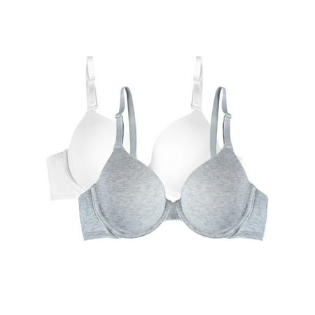 Fruit of the Loom Women's Wirefree Cotton Bralette 2-Pack Sand/White 42DD