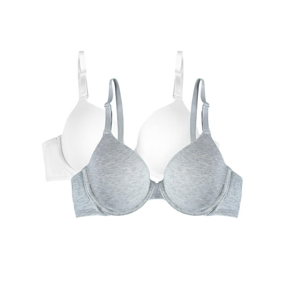Fruit of the Loom Women's Cotton T-Shirt Bra, 2-Pack, FT797PK, Sizes 34A-42DD