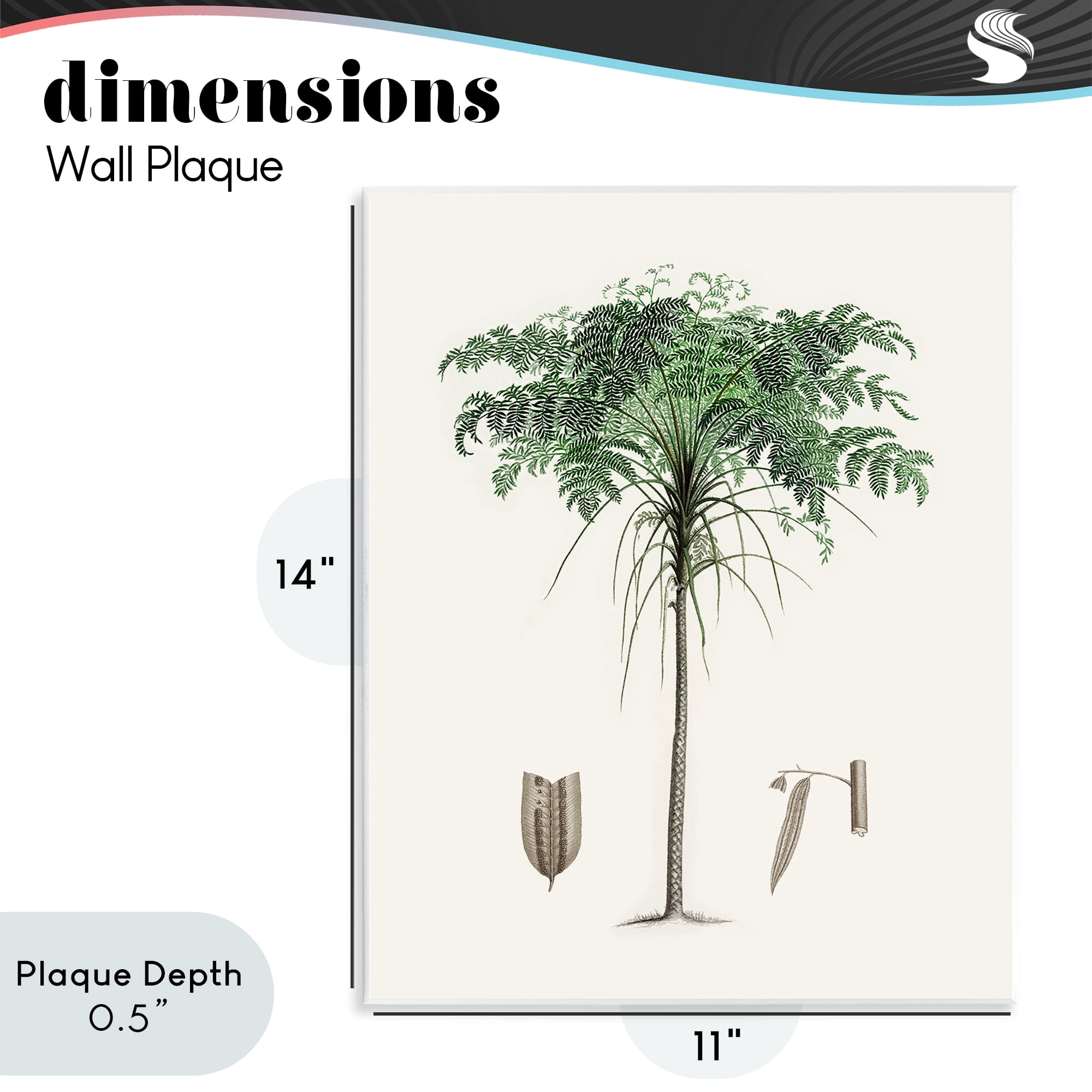 Stupell Industries Vintage Palm Leaves Wall Plaque Art, design by Val Rhodes