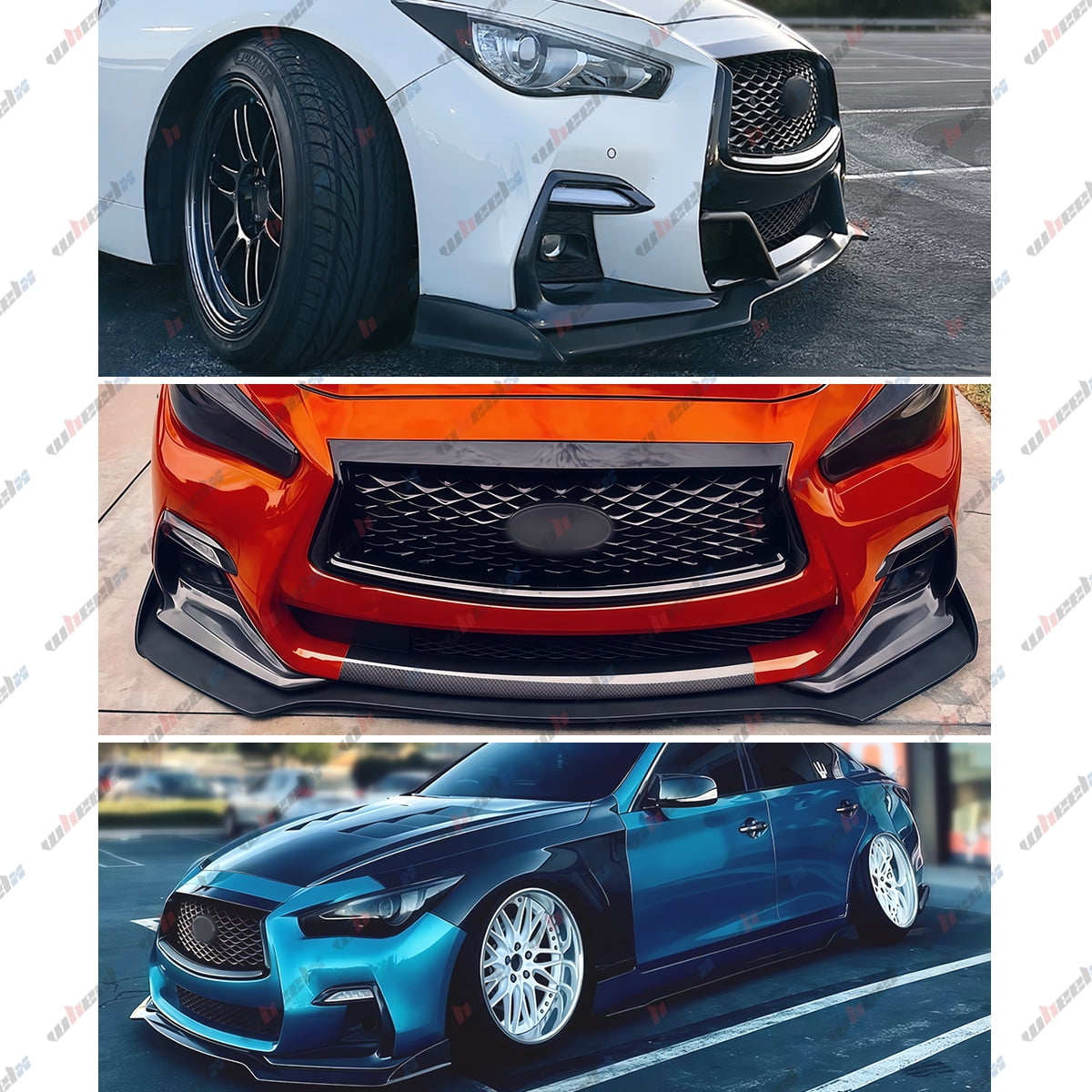 Front Lip Compatible with 2018-2024 Infiniti Q50 Sport, JDM Bumper Air Dam Lower Chin Splitter Protection Body Kit Fits for 2018 2019 2020 2021 2022 2023 2024 (Matte Black)