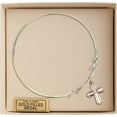 thumbnail image 3 of 8 inch Round Double Loop Bangle Bracelet w/ Cross medal charm w/ Light Purple Swarovski Crystal, 3 of 3