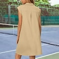 thumbnail image 5 of Young Adult Dresses Women's Fashion Summer Solid Color Sleeveless Lapel Casual Dress S-2XL Gift for Her, 5 of 8