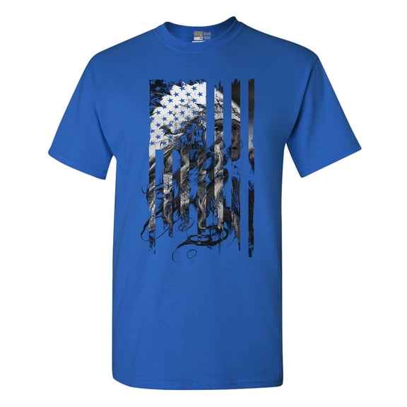 Native American Flag Patriotic Support DT Adult T-Shirt Tee