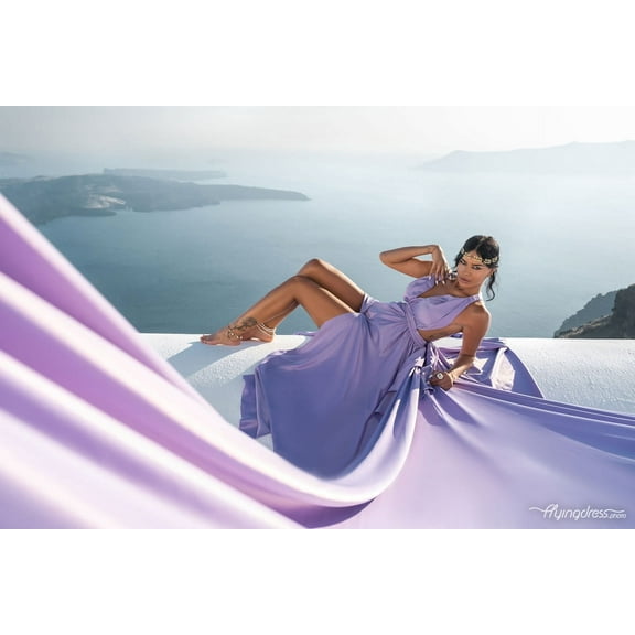 Flowy Dress | Long Flying Dress | Long Train Dress | Photoshoot Dress | Satin Dress | Santorini Flying Dress Long Maxi Photography Baby Shower Dress for Women| Long Satin Dress
