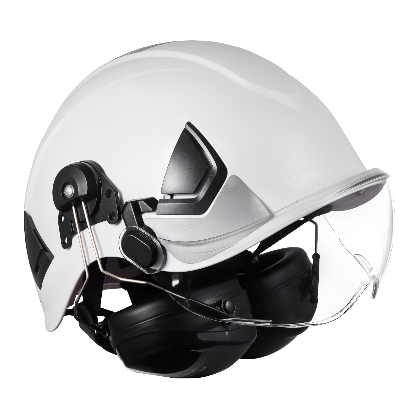 KFFKFF Industrial Safety Helmet, ANSI/ISEA Z89.1 Certified ABS Hard Hat with Visor & Earmuffs, 6-Point Adjustable Suspension, Vented Design for Men & Women, Suitable for Outdoor Construction Work