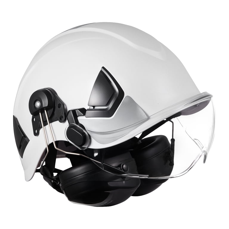 bike helmet with visor and earmuffs UM ULTRAMAXX Safety Built-in Bluetooth Ear Muffs, Hard Hat with Vented Design, ANSI Z89.1 Certified, Ideal for Industrial Construction, Black Series Ceros mechanical earmuffs from HexArmor feature an ergonomic design that meets style and convenience Protective helmet with detachable visor
