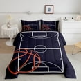 thumbnail image 2 of Basketball Comforter&nbsp;Set Twin Size Basketball Bedding Set Teens,Gaming Sports Down Comforter Dark Blue Basketball Court Quilt Bed Set Room Decor with 1 Pillowcase, 2 of 6