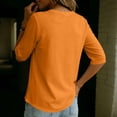 thumbnail image 5 of Women's V Neck 3/4 Sleeve Henley Top, Button Detail Casual Loose Tunic Blouse, Solid Color Elbow Sleeve Shirt for Daily Office Casual Wear 06-Orange S, 5 of 5