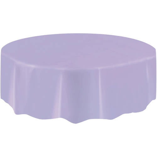 Lavender Plastic Party Tablecloth, Round, 84in