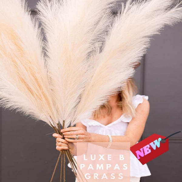 3PCS 43 inch Pampas Grass Decor Tall Pompous Grass Large Fluffy