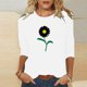 thumbnail image 4 of Camisetas Casuales de las Mujeres de Moda Impresa 3/4 Mangas Blusa Cuello Redondo para el Hogar Y Diario, 4 of 4