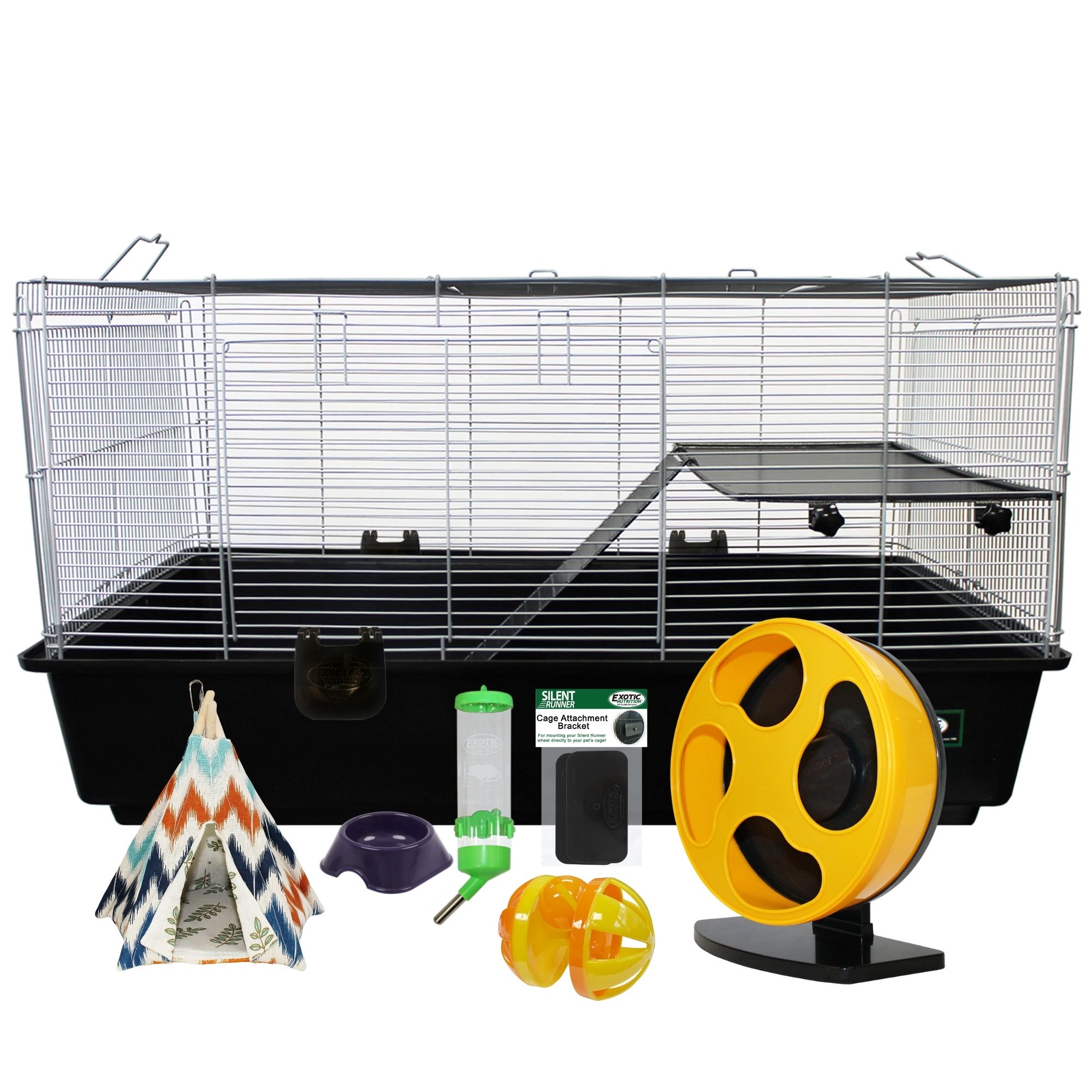 Colossal Castle Hamster Cage Set - New Hamster Supply Starter Package Kit - Includes Cage, Exercise Wheel, Food Dish, Water Bottle, Accessories