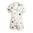 thumbnail image 6 of MEZZALL Women Halloween Print Pajama Lapel Collar Short Sleeve Tie Front Top And Shorts Sleepwear Soft Cozy Loungewear Two Piece Pajamas For Nighttime Relaxation Fashionable Pjs, 6 of 7