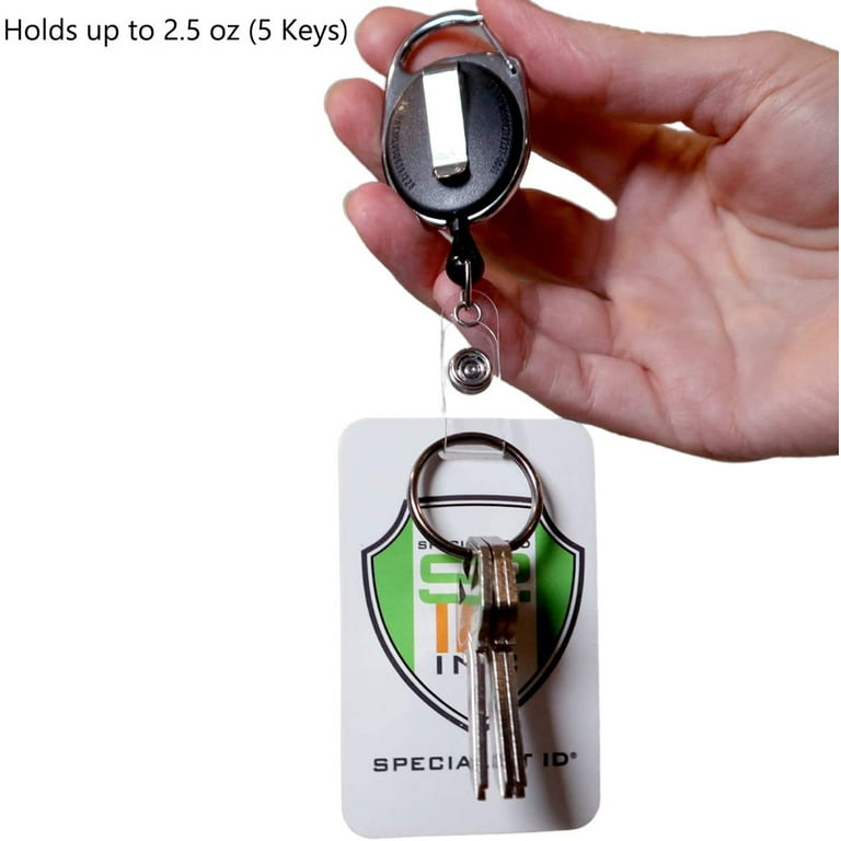 Bulk 100 Pack - Badge Reel with Carabiner & Belt Clip - Dual Clip  Retractable ID Holder with Reinforced Vinyl Strap Clip to Attach Access Key  Card