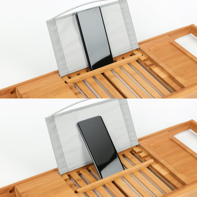 Mainstays Extendable Bamboo Bathtub Tray with Flip-Up Reading Shelf