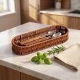 thumbnail image 4 of Hand-Woven Rectangular Rattan Look Kitchen Utensil Storage Basket, Flatware Caddy for Knives, forks and Spoons, Neat Organizer for Home Kitchen Tableware Sorting, 4 of 7