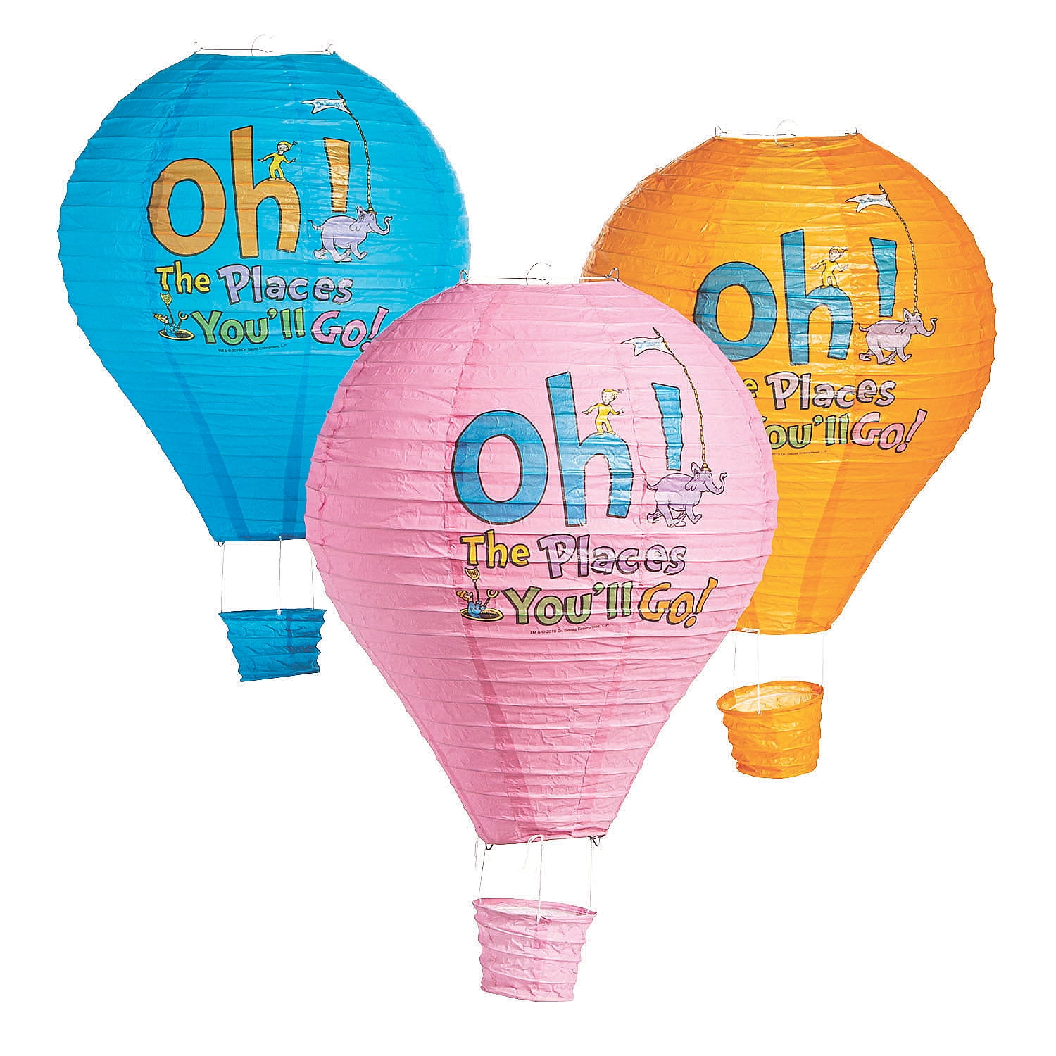 Oh The Places Hot Air Lanterns Party Decor 3 Pieces